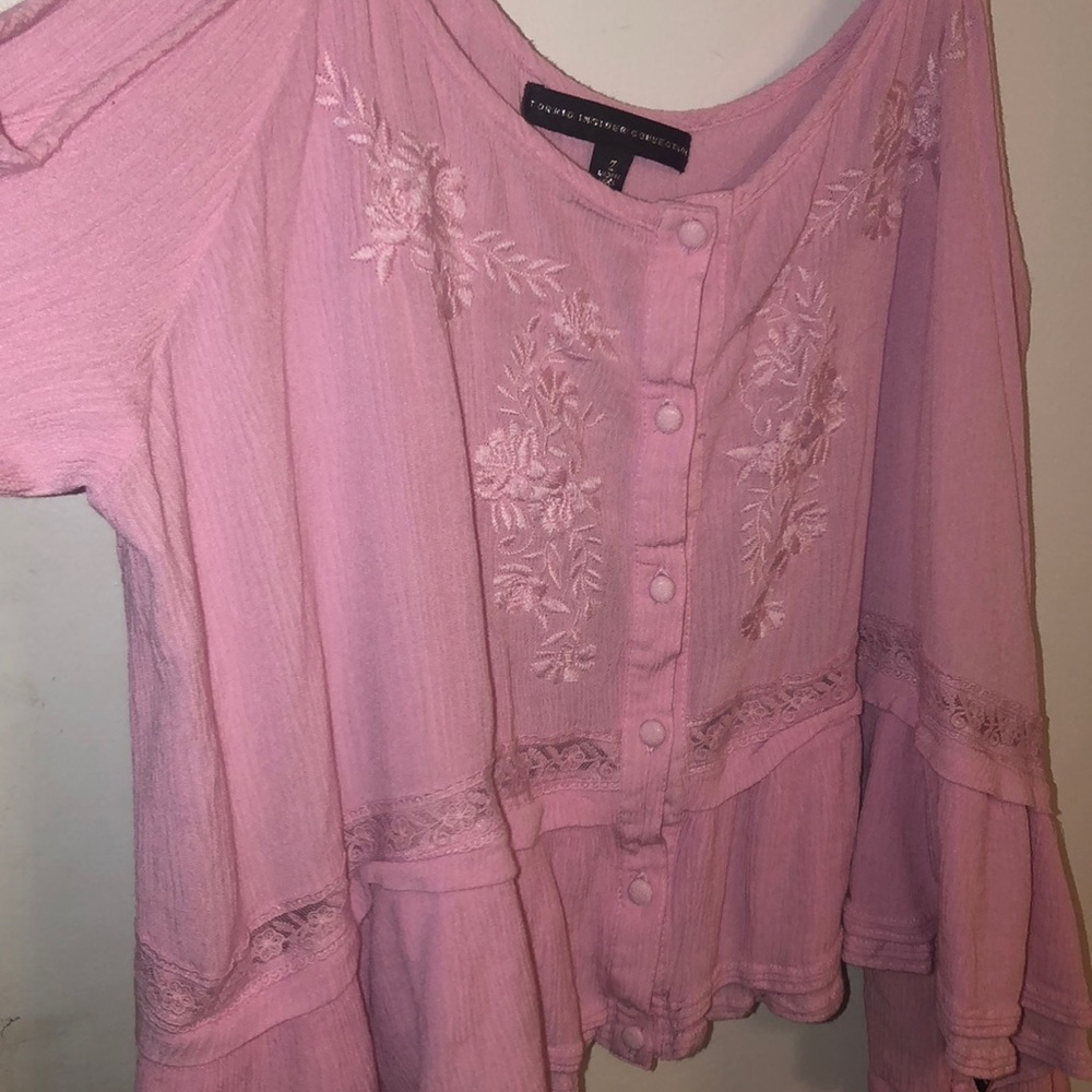 Baby Pink Cold Shoulder Crop Top